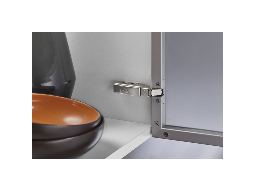 Cerniera per Telaio Alluminio con Molla 95°da avvitare Clip Top Battuta con Sormonto 9,5 Mediana Nichelato  Blum - immagine 5